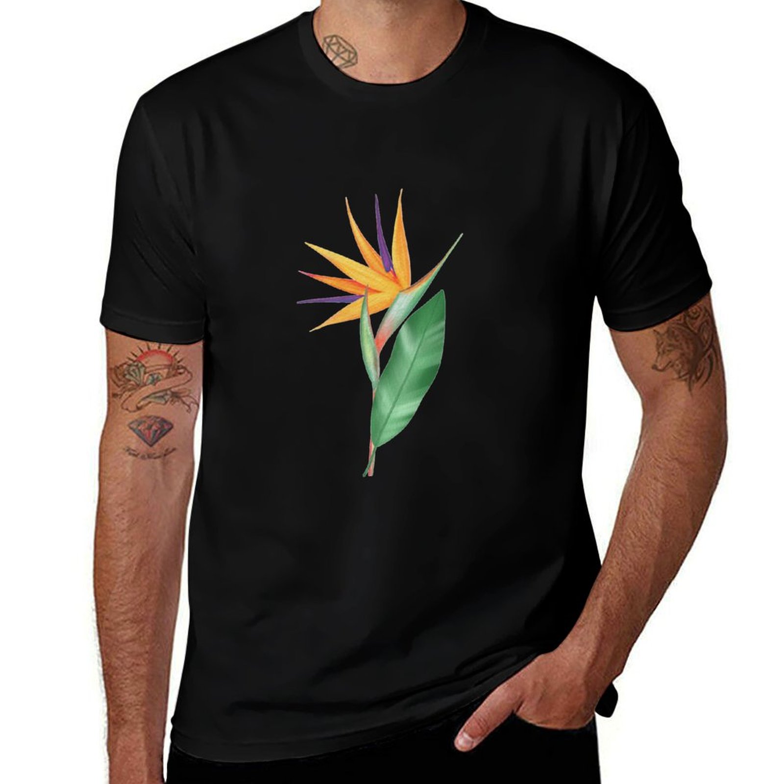 Aquarell-T-Shirt mit Blume des – Bird Paradise Strelitzia Bewertung und Preis